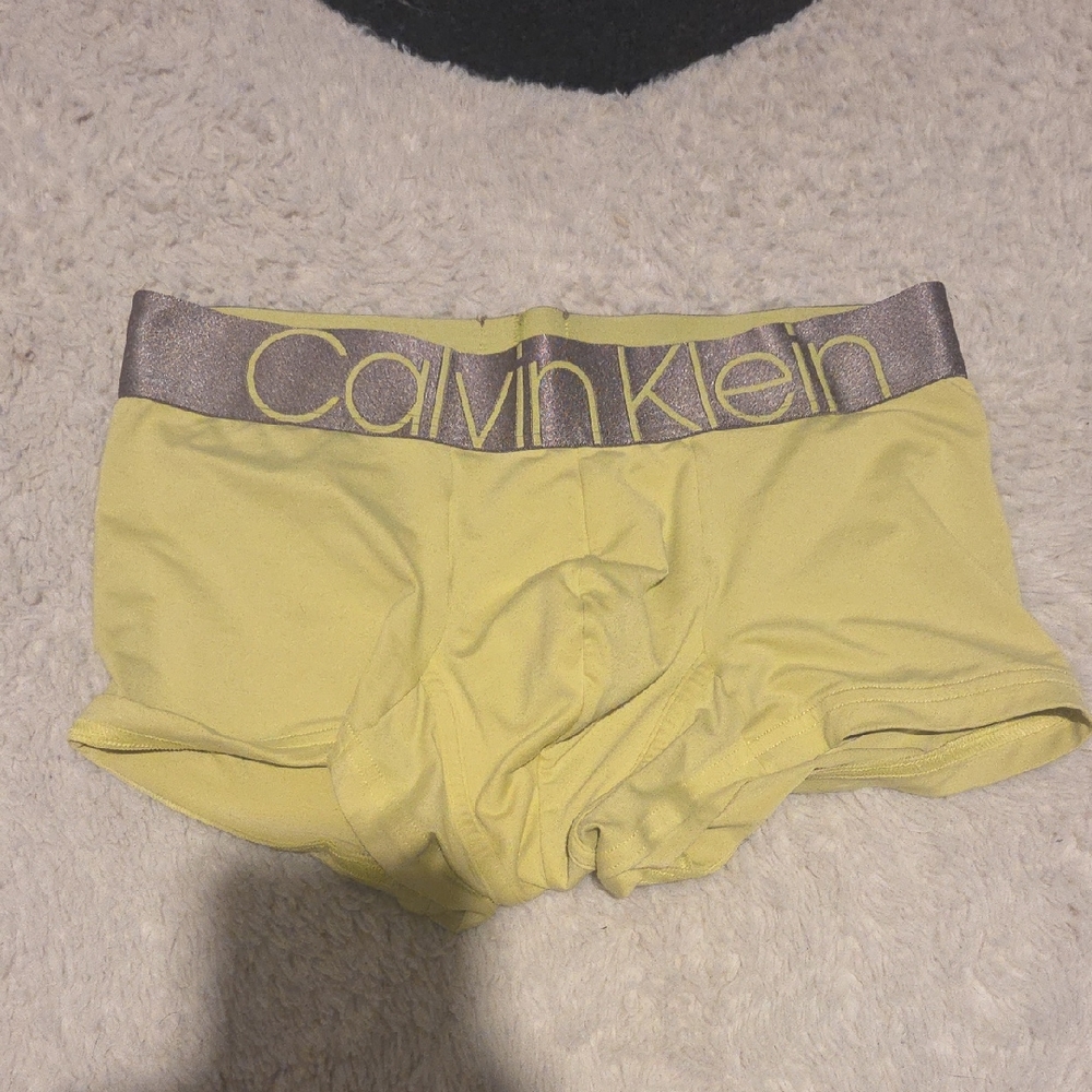 Calvin Klein Yellow Boxer Briefs with Gray Waistband